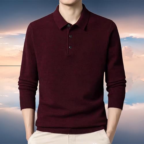Chaqueta de punto de abrigo para hombre cárdigan grueso casual suéter rojo de manga larga L 2