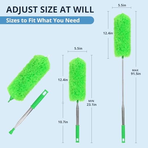 Image of ZZ LAZYCOTTAGE Ceiling Fan Cleaner Duster, Microfiber Feather Duster with Adjustable 91.5 inch Telescopic Pole & Flexible Head, Extended Dusters for Ceiling Fan, Vents, Home, Blinds, Cars