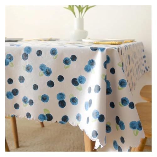 HLHLH Nappe imperméable en PVC, Nappe carrée rectangulaire, Housse de Table résistante à l'huile et Lavable(Blueberry Pattern,120x160cm)
