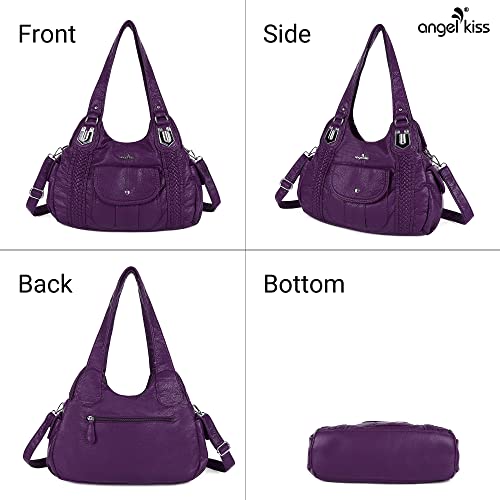 Image of Angel Kiss Purses and Handbags for Women Washed Vegan Leather Crossbody Hobo Satchel Shoulder Tote Purse