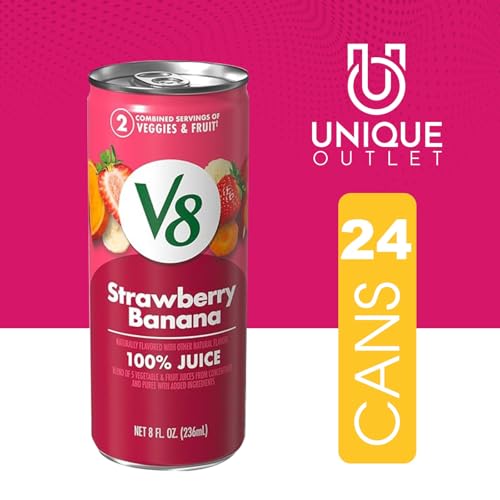 Unique Outlet V8 +Energy 24-Pack Of Strawberry-Banana Energy Drink On The Go 8 Fl Oz Aluminum Slim Can + 1 Silicone Can Lid And 1 Can Opener By Unique Outlet Brand thumb #2