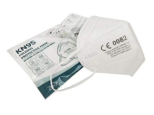 Mascherine Protettive FFP2 20 PEZZI Certificate CE, KN95 a 5 Strati e Morbido Elastico, Certificazione CE europea