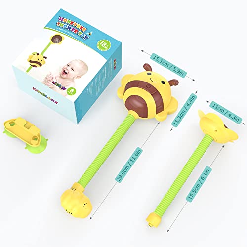 Image of KINDIARY Bath Toy, Honeybee Shower Toy for Baby Toddlers, Battery Operated Water Spray Squirt Shower Faucet and Bathtub Automatic Water Pump for Infants, Purple