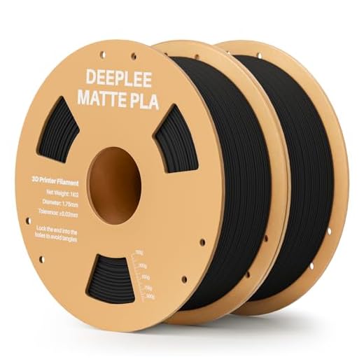 DEEPLEE Matte PLA Filament 1.75mm, 3D Printer Filament Dimensional Accuracy +/- 0.02mm, No Clogging, Higher Toughness, Cardboard Spool 3D Filament, 2 Pack Black