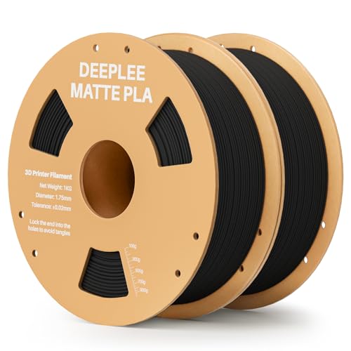 Image of Matte PLA Filament 1.75mm, 3D Printer Filament Dimensional Accuracy + /- 0.02mm, No Clogging, Higher Toughness, Cardboard Spool 3D Filament, 2 Pack Black