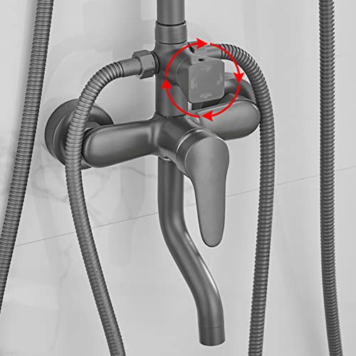 Douche à effet de pluie avec ensemble de douche gris en laiton complet