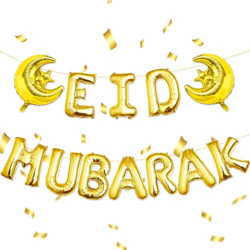 Eid Mubarak Alphabet Balloon Eid Balloons Decorations Ramadan Mubarak Letter & Star Moon Balloon Ramadans Mubaraks Balloons Banner for Muslim Decorations Party Party Decoration Supplies