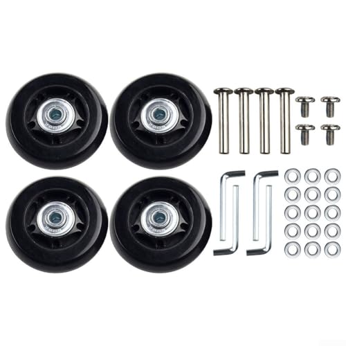 Lot de 4 roues de rechange pour valise en caoutchouc avec roulements standard (60 x 24 mm)