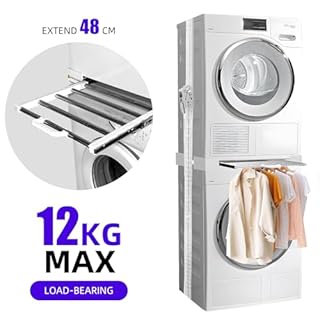 OKSTENCK Washer and Dryer Pull-Out Stacking Kit, Universal Stacking Kit with Pull-Out Sliding Shelf for 29“/28”/27“/26”/25"/24” Front Load Washer with Ratchet Straps