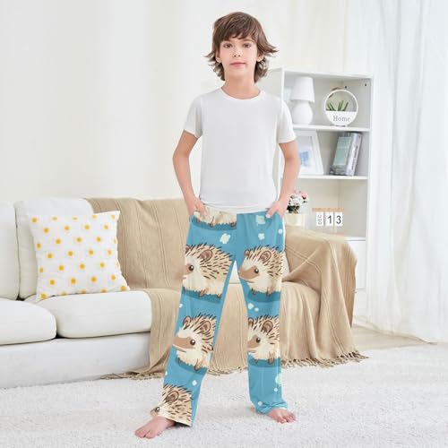 ZZXXB Hedgehog and Pots Boys Long Pants Soft Trousers Elastic Waist Kids Lounge Bottoms with Pockets S-XL 6