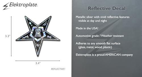 Image of Elektroplate Order of the Eastern Star Metallic Silver Reflective Decal Sticker (3.4 inch x 3.3 inch) | Premium Glossy All Weather for Car, Water Bottle, Laptop, Cooler, Phone & More | Made in the USA