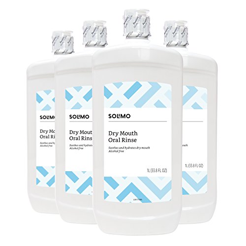 Amazon Brand - Solimo Dry Mouth Oral Rinse, Alcohol Free, Mint, 1 Liter, 33.8 Fluid Ounces, Pack of 4