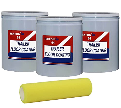 Trailer Floor Coating Protects Trailer Floors, Ramps and Walls (Black, 3 Gallons) Includes 1 Foam Cover; Non Skid Paint