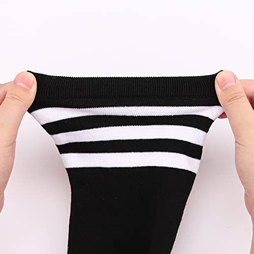 Image of DRESHOW Plus Size Thigh High Socks Striped Over Knee Long Boot Stockings Knee High Tube Socks Leg Warmers for Women
