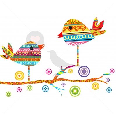 5 x Colourful Branch Birds - Temporary Tattoo by TempTatz