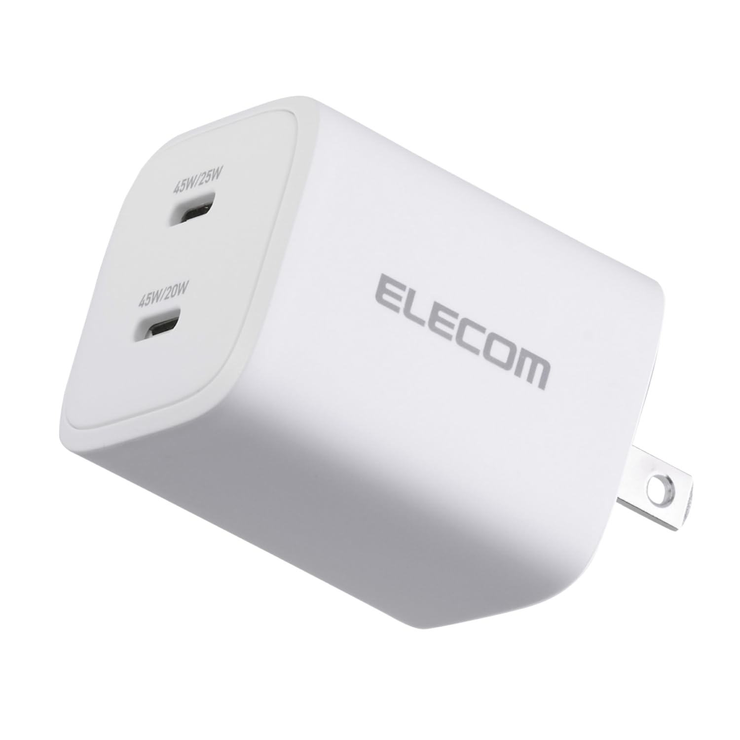 エレコム 充電器 45W 2ポート Type-C USB PD対応 PPS対応 GaN II採用 折りたたみ式プラグ ホワイト EC-AC10945WH