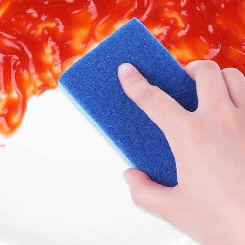 Image of 6 Pack Scrub Sponge, Bulk Sponges, Dual-Sided Cleaning Sponges, Dishwashing Sponge for Kitchen, Bathroom, Dish 4.3 inchx2.8 inchx0.8 inch Blue