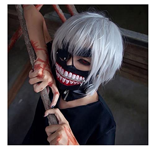 Halloween 1:1 Tokyo Ghoul wig with Kaneki Ken Cosplay Costumes Mask Tokyo Ghoul wig (mask+wig)