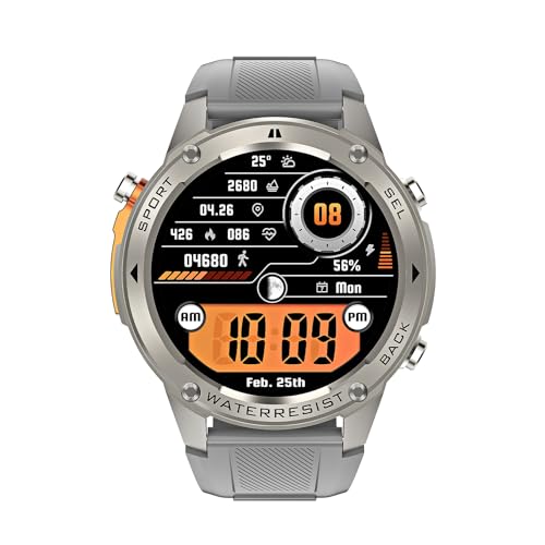 Knauermann GPS 4 Smartwatch Rund Silber – 1,43 AMOLED Fitnessuhr mit GPS, Pulsmesser, Schrittzähler, Schlafanalyse, wasserdicht, Lange Akkulaufzeit, kompatibel mit iOS und Android