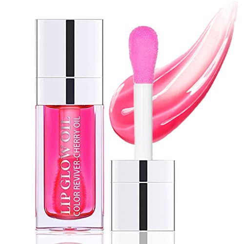Plumping Lip Oil Hydrating Lip Gloss Tinted Lip Balm Transparent Toot Lip Oil Lip Care, Big Brush Head Glitter Shine Long Lasting Moisturizing Lip Glow Oil Nourishing Non-sticky Fresh Texture