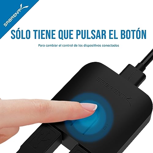 SABRENT Interruptor para Compartir USB 2.0 para múltiples computadoras y periféricos Indicadores de Dispositivos LED (USB-SW20)