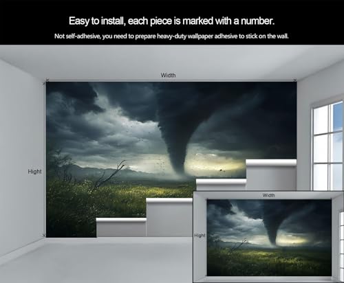Papier peint à décoller et à coller météo 3D Tornado pour mur