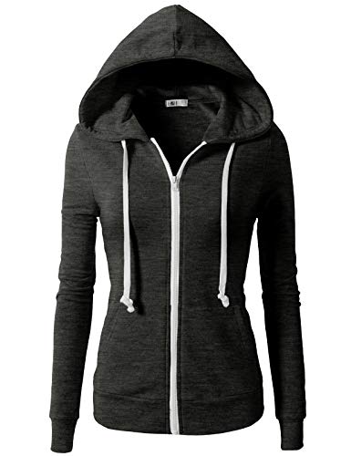 H2H Womens Active Regular Fit Zip Up Long Sleeve Hoodie Jacket Charcoal L (CWOHOL020)