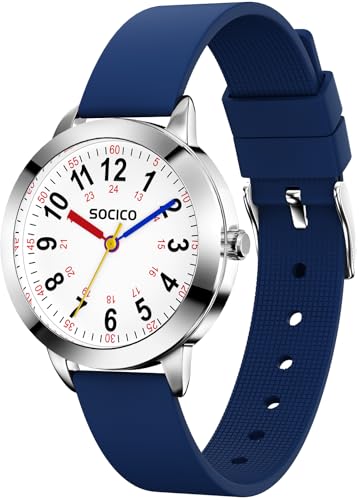 SOCICO Lernuhr Kinder Armbanduhr, 3ATM/30M wasserdichte Kinderuhr für Jungen...