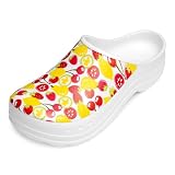 Ladeheid Zuecos Mujer EVA Ultraligeros Impermeables Clogs Jardín Antideslizantes Cómodos Estampado Frutas Blanco LA-CA-27 (41 EU)