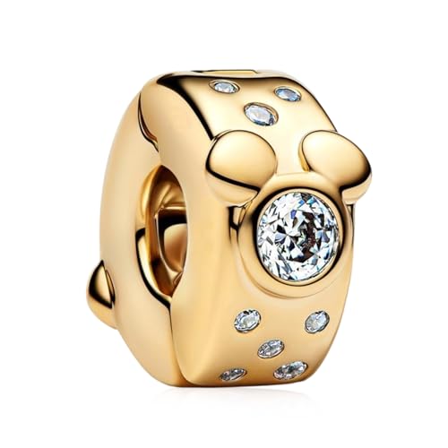 Image of S925 Sterling Silver Gold Plated Romantic Charms, Gifts for Mom Girlfriend Family on Valentine's Day Birthday Christmas Anniversary, Bracelet Necklace Bead Charm