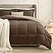 Homelike Moment Lightweight Comforter Set - Twin Brown Beige All Season Down Alternative Comforter Set Summer Duvet Insert 2 Piece - 1 Comforter with 1 Sham Reversible Twin Size Brown/Beige