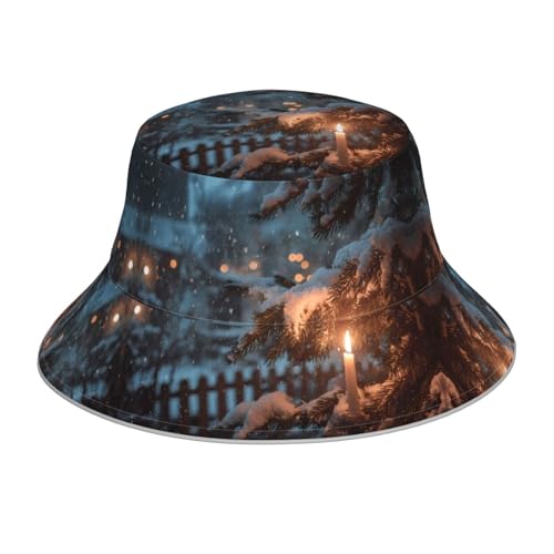 YTUOPWE Sombrero de pescador reflectante de doble cara, la lámpara solitaria bajo los cedros, plegable, para playa, camping, color negro