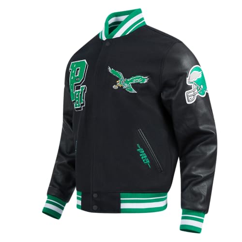 Pro Standard Mens NFL Philadelphia Eagles Best Of Varsity Jacket Black/Green XL - Image 2