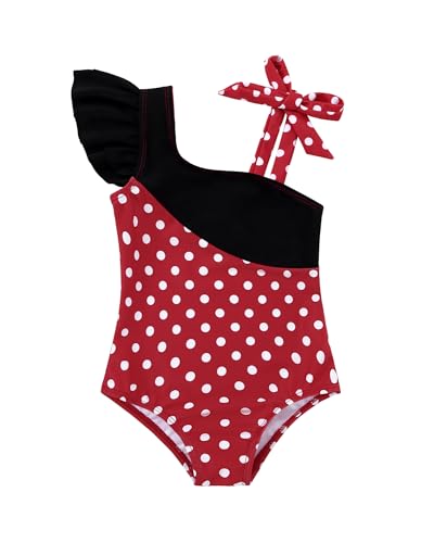 Image of Redair Toddler Girl One Piece Swimsuit Color Block with Ruffled Sleeve Straps Swimwear Bathing Suit for Baby Girl 12M-6Years