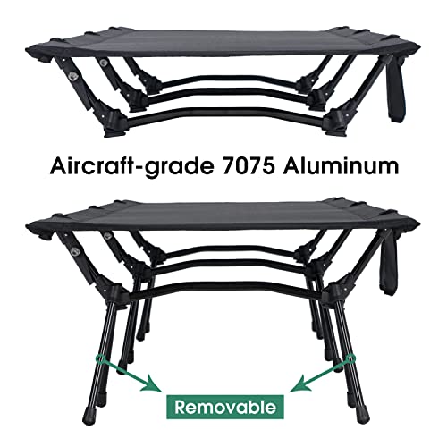 CAMPNACHT-Ultralight-Camping-Cot-with-Leg-Extenders-Aluminum-Lightweight-Folding-Cot-for-Adults-Portable-Backpacking-Compact-Tent-Cot-for-Outdoor-Hiking-1-Pack-Cot-with-2-Use-Modes-Black
