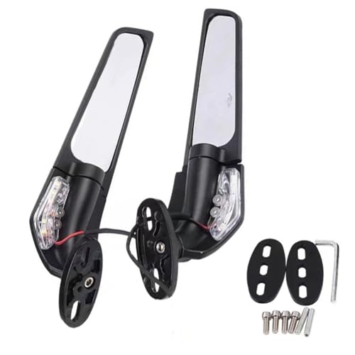 Espejo retrovisor para motocicleta con luz que elimina ángulos muertos con alerón