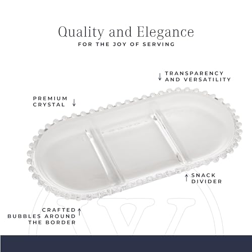 Petisqueira de Cristal com 3 Divisões Oval Pearl 30cm x 15cm x 2cm - Wolff