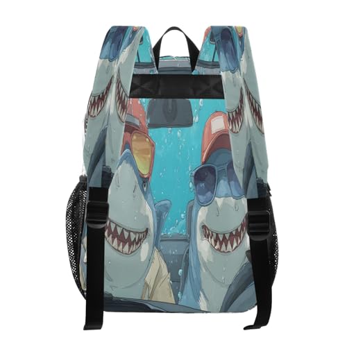 Cartoon Shark Drive Car Clear Backpack Heavy Duty See Through Transparent PVC BookBag for Kids Boy Girl School Work3
