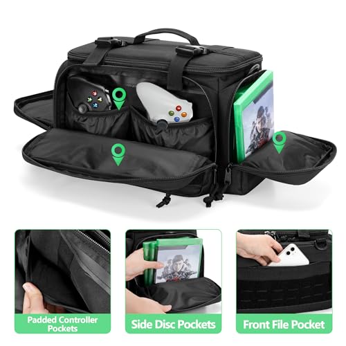 Tactical Console Carrying Case Compatible with Xbox Series X, Travel Carry Case Bag with Multi-Pockets for Controllers, Discs & More Accessories (Patent Design) - Image 6