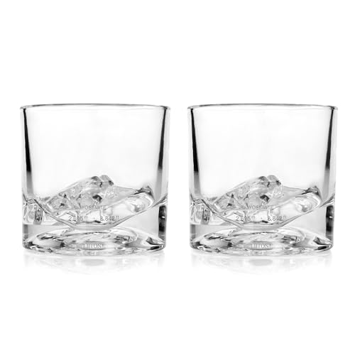 image for LIITON Yosemite Heavy Crystal Whiskey Glasses Gift Set of 2, Thick Fre