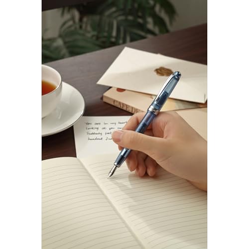 Image of Cross Bailey Light Translucent Navy Blue Resin Fountain Pen - Extra-Fine Nib, Smooth Writing, Luxury Design