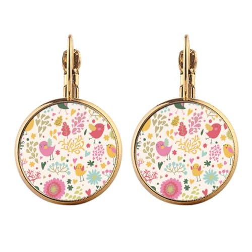 Boucles d'oreilles clips oiseau fleur dorées pour tenue de mariage