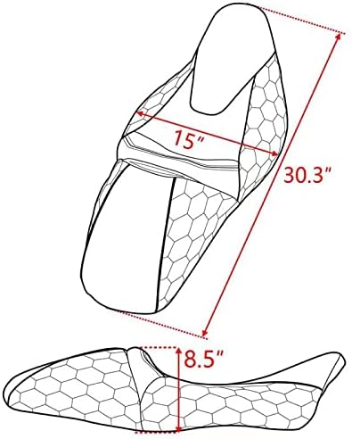 Miniatura 3 de Advanblack Co-bra Asiento de gel para conductor y pasajero para Harley Touring 2008 en adelante, costuras hexagonales rojas
