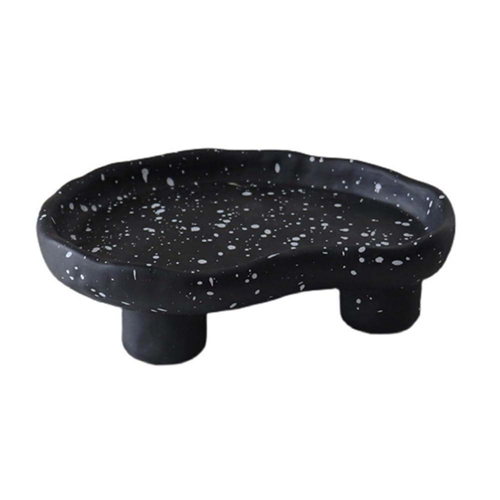 CTRLZS Nordic Resin Dots Irregular Storage Tray Cake Plate Cosmetic Holder Storage Organizer Livingroom Home Decor, Black 20 X 14 X 6CM