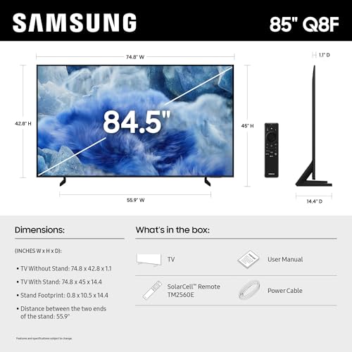 Image of Samsung 85-Inch Class QLED Q8F 4K UHD Smart TV (2025 Model) Q4 AI Processor, 100% Color Volume with Quantum Dot, AirSlim Design, Endless Free Content, Samsung Vision AI, Alexa Built-in