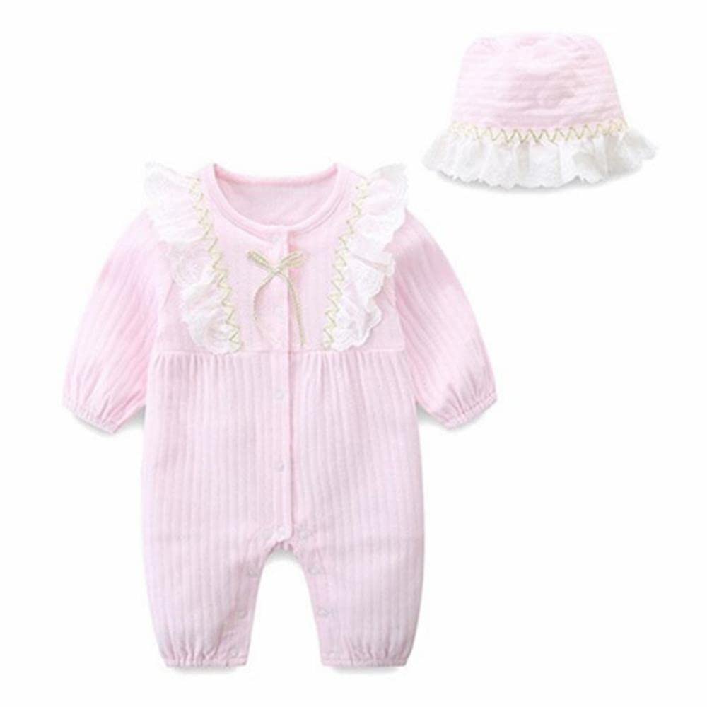 Zahur Mono de bebé recién nacido, mono de algodón con botón, vestido de bautizo de bebé 3-6 Mois