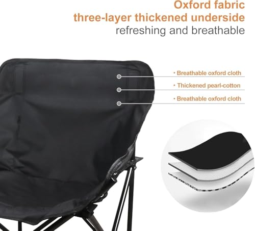 Image of Garden Art GACCBL1491-1 Camping Folding Chair with Carry Bag | Lightweight Portable Outdoor Chair | Garden Picnic Travel Seating (Black, Oversized)