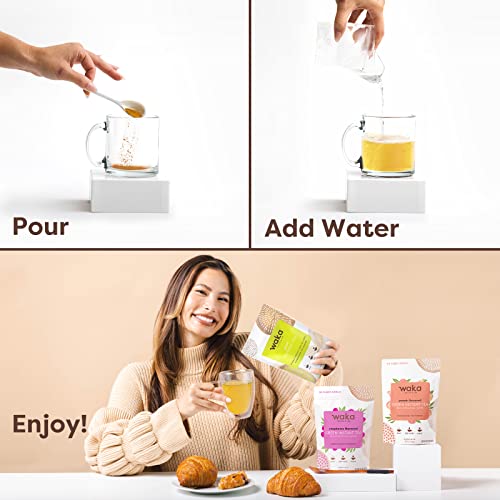 Waka Quality Instant Tea — Unsweetened 3 Bag Tea Combo — 100% Tea Leaves — Green, Peach Flavored, Raspberry Flavored, 4.5 Oz Per Bag #TOP2