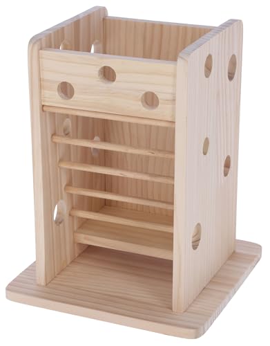 Kerbl Pet Heu- und Gemüseturm, 24x24x30 cm, Heuraufe, Gemüseturm Holz naturbelassen, Kaninchen, Hasen, Kleintiere