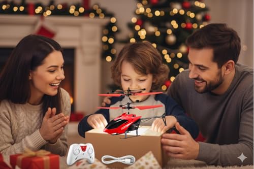 Image of RC Helicopter with Hand Gravity Sensor for Kids 4+, Flying Remote Control Helicopter Toy, Chargeable with 3D LED Light & Smart Safety Sensor, Indoor Outdoor Play, Gift for Boys & Girls (RED)